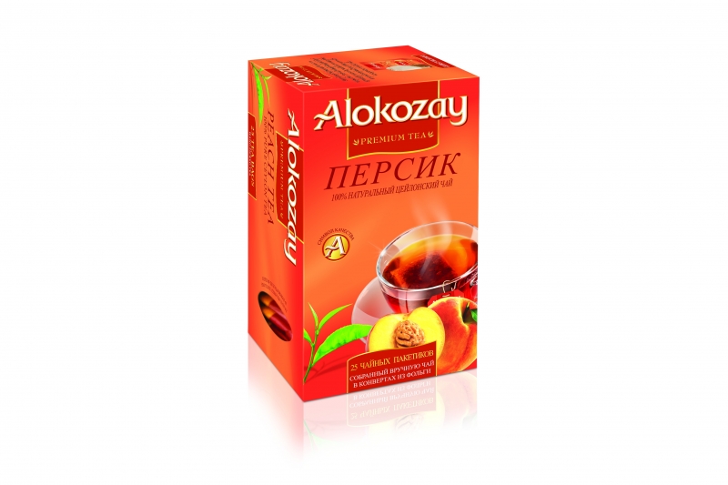 Чай черный в ф/п Alokozay, с персиком, 25 шт/уп